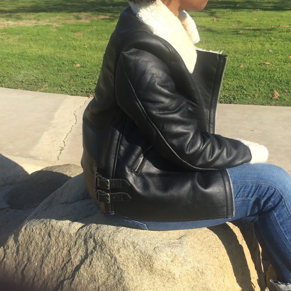 Faux Shearling Biker Jacket - Picture 4 of 5